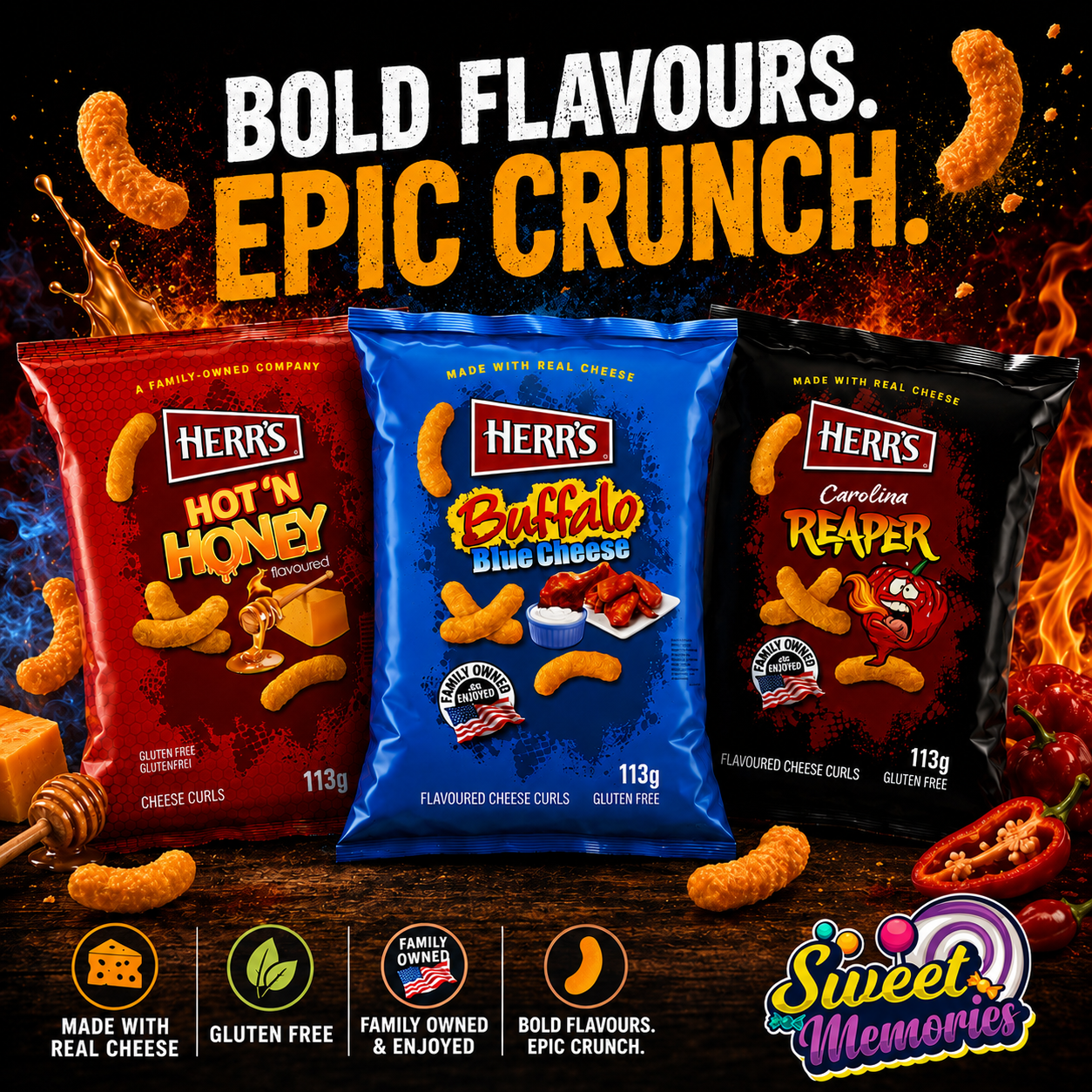 Herr’s Crunchy Corn Snacks 113g